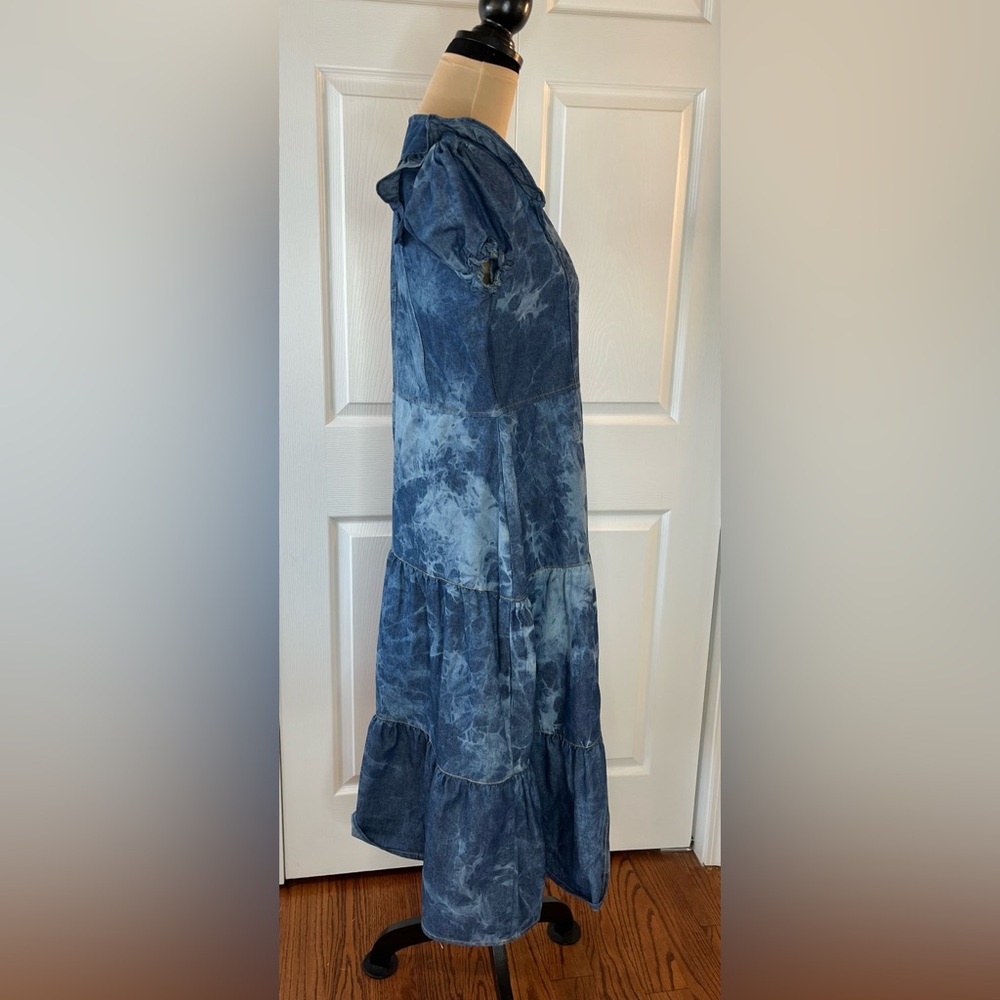 D’ Vanelle Elegant Blue Tie-Dye Denim Dress, size M - Picture 7 of 17
